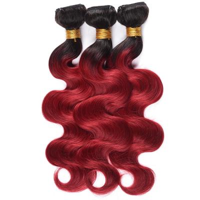 China Wholesale Body Wave Colored Burgundy Cuticle Aligned Hair Bundles 1b/bug Brazilian Body Wave Hair Bundles for sale