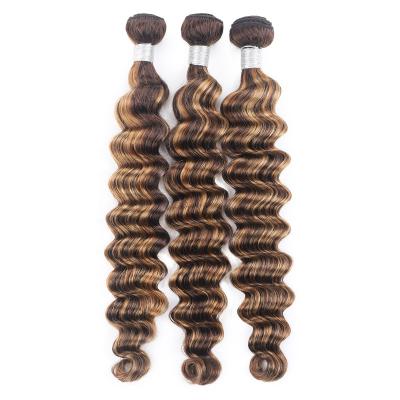 China Wholesale LOOSE WAVE 8A Hair Extension P4/27 Peruvian Loose Deep Highlight Hair Weave Hair Bundle Unprocessed Good Quality for sale