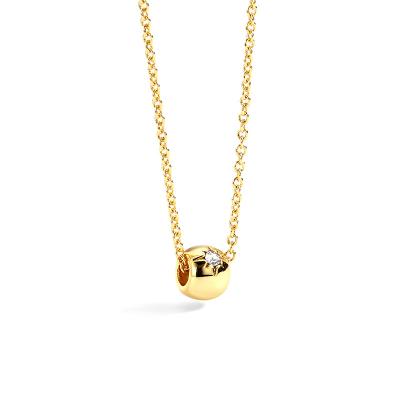 China Gold Plated Slide Ball Necklace Fashionable High Quality Pendant Floating Ball Necklace For Women Jewelry for sale