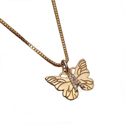 China Zircon Color-preservation Diamond Letter Name Necklace of Letter A Fashionable Copper Zirconium Butterfly DIY Necklace for sale