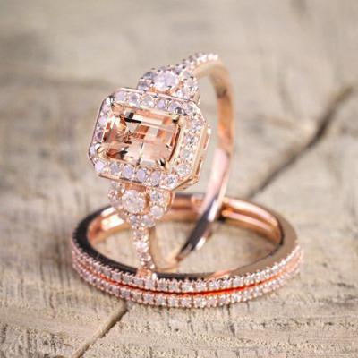 China Hot Sale 18K Rose Gold Plated Ring Luxury Zircon Jewelry Round Brilliant Cut Ring Jewelry Filled Crystal Zircon New Product for sale