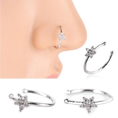 China Stainless Steel Durable Indian Flower Fake Hinged Nose Ring for sale