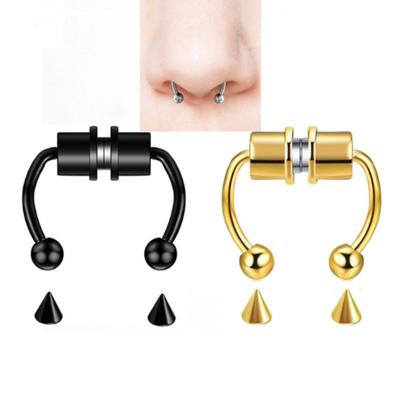 China Women Jewelry Punk Gifts Shape Magnetic Fake Nose Piercing Ring Alloy Nose Piercing Hoop Septum Rings Clip On Nose Rings for sale