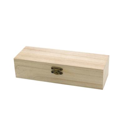 China Caja de vino de botella única Cajas de vino de madera para regalos Madera sólida con tapa con bisagra en venta