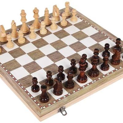 Chine 3 en 1 jeu d'échecs en bois international jeu d'échecs de la barre d'échecs de la barre d'échecs drôle jeu de société puzzle jouets cadeau avec portable à vendre