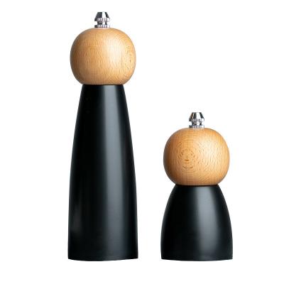 China 13cm 22cm Pepper Mill Grinder Adjustable Wooden Pepper Grinder for sale