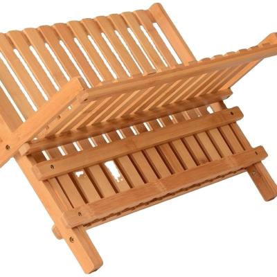 Chine Compact étagère pliable en bois étagère de cuisine étagère de séchage de vaisselle en bambou à vendre