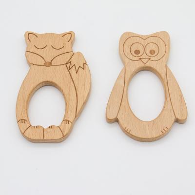 China Custom Size Print Logo  Wooden Teether Rings Personalised Wooden Teether For Infant for sale