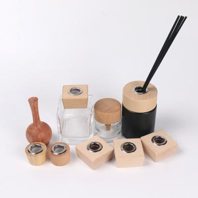 China Square Reed Diffuser Cap Wooden Perfume Bottle Lid 28 25 Thread for sale