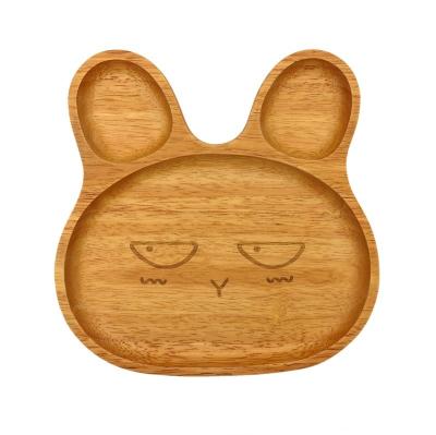 China Party Rabbit  Natural Wooden Plate Engraving Animal Shaped Plate for sale