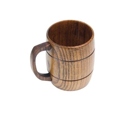 China Big Volume  Wooden Cup Handmade Coffee Beer Cup Mug  With Handle for sale