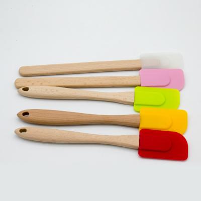 China wooden silicone Spatula with wood handle for sale