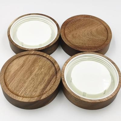 China Acacia Wooden Lid  for bottle  Customized  wooden lid with inner PlA screw cap for sale