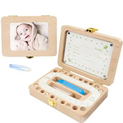 China Houten doos voor baby tanden Houten organisator opslag Nieuwgeboren baby kind cadeau souvenir koffer Te koop