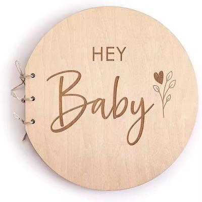 China Handcrafted Plywood Baby Shower Souvenir Guestbook  Milestone Wooden Circles for sale