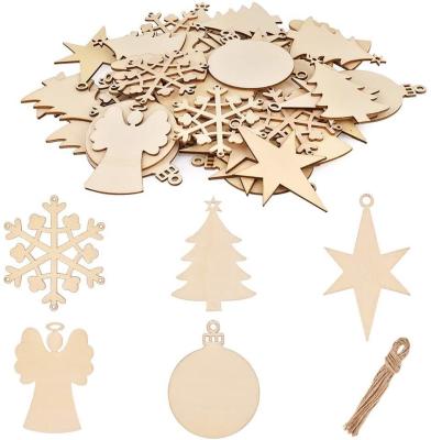 China Christmas Wooden Ornaments  Wood Slices Decorations Hanging Embellishments with Strings DIY  Ornament Crafts Tree for sale