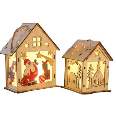 China Wooden Christmas Snow House Decorations Christmas Tree Holiday Decorations for sale