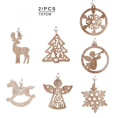 China Hot Selling Wooden Christmas Ornaments DIY Wood Small Hanging Pendant For Christmas Decoration for sale