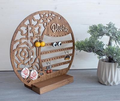 China Personalized Wood Jewelry Organizer Earring Holder Wooden Jewelry Storage  Gift for any woman  Jewelry Stand for sale