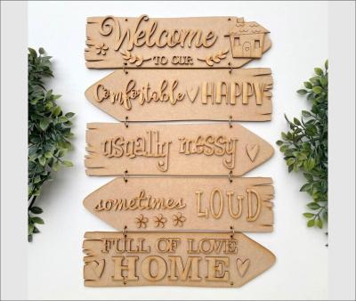 China Blank Craft Kit Laser Cut Wooden MDF Direction Sign Theme Room Sign Caravan Sign for sale