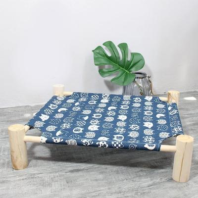 China Cat and Dog Hammock Bed Wooden Cat Hammock Elevated Cooling Bed Detachable Portable Indoor Outdoor Pet Bed Suitable for Cats for sale