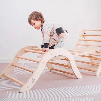 China Baby climbing Gym toy set Montessori Furniture Set Small Size Natural wood color for sale