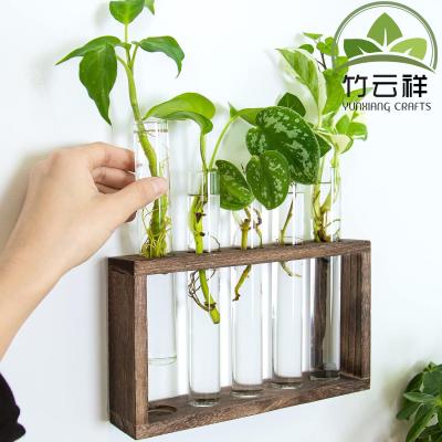 China Customized Wood Stand Rack Tabletop Terrarium for Hydroponic Plants Cuttings Office Home Decoration, Gift for Plant Lover for sale