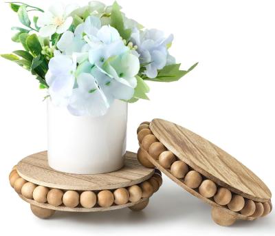 China Wooden Risers Customized Farmhouse Pedestal Display Stand Decor Beaded Display Risers for Tiered Trays for sale