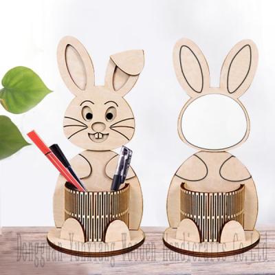 China 3D Wooden Puzzle DIY Handmade Desktop Organizer Holder Wooden Pen Holder for sale