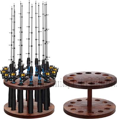 China Holz Fischerstock Organisator Display Rack Massivholz Runder Lagerung Fischerstock Basis Einfache Billard Cue Platzierung Stand zu verkaufen