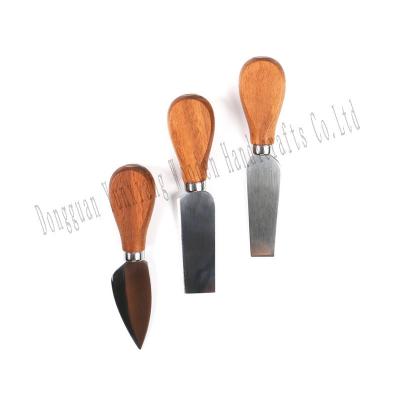 China Mini Knife Butter Knife Spatula Stainless Cheese Slicer Cutter 3 Cheese Knives Set Wood Handle for sale