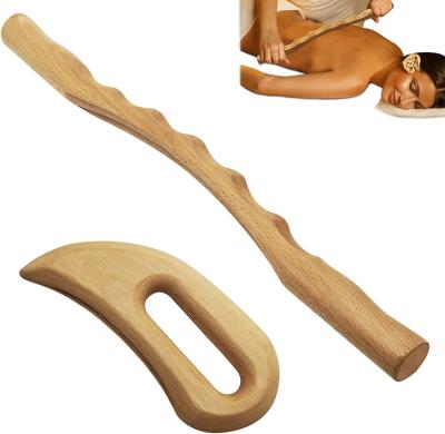 Cina 2 PCS Strumenti di massaggio in legno Gua Sha Kit di massaggio per la terapia del legno Strumento di drenaggio linfatico in vendita