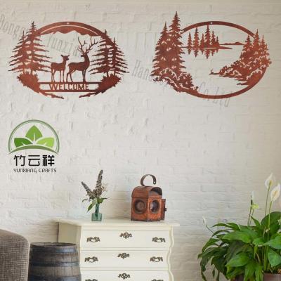 China Wood Wall Art Forest Animal Rustic Wall Art Decor Laser Cutting for sale