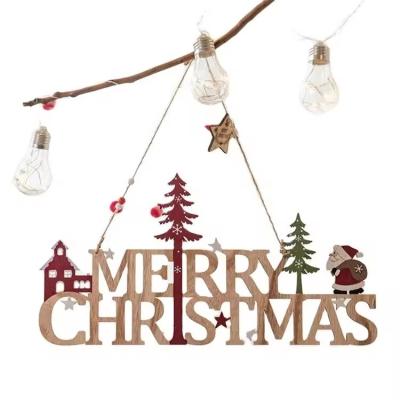 China Customized Christmas tree hangings Wooden Christmas decorations Home party hangings for sale