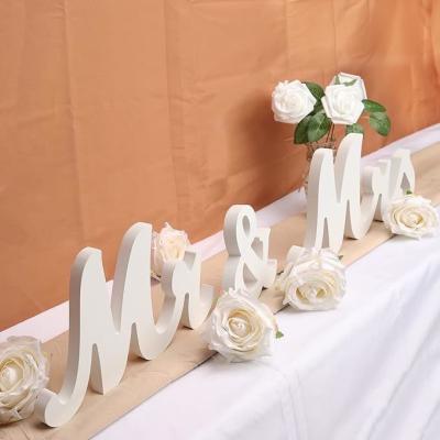 China Large White Mr & Mrs Sign for Wedding Table with Just Married Banner - Wooden Letter Decorations for Anniversary for sale