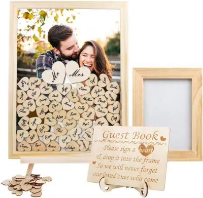 China Wooden Wedding guest book Wedding decoration layout message board for sale