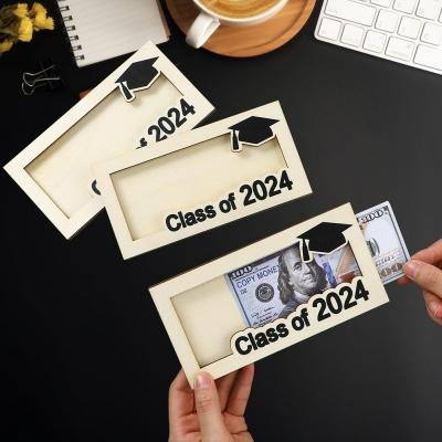 China Graduation Money Holder Wooden School Graduation Card Box Cash Holder Money Wallet for Graduation DIY Birthday Present for sale