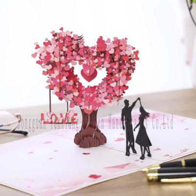 China Cartão de coração feito à mão Cartão de flores de coração 3D Cartão de amor romântico Cartão de aniversário de casamento Cartão de presente de aniversário de Valentine à venda