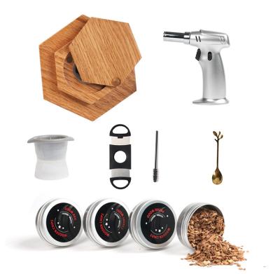 China Deluxe Wooden Cocktail Smoker Set with Cocktail Smoker and Wood Chips (Butane Free) for sale