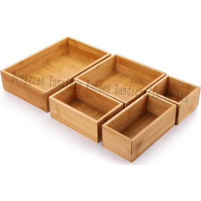 China Bamboo Drawer Organizer Set, Multi-use Storage Box Set, Varied Sizes Junk Drawer Organizer for Office, Home, Bedroom, Bathroom for sale