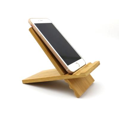 China Bamboo Phone Stand Desktop Organizer Charging Station Nightstand Mobile Holder Wood Portable Adjustable Angle for sale