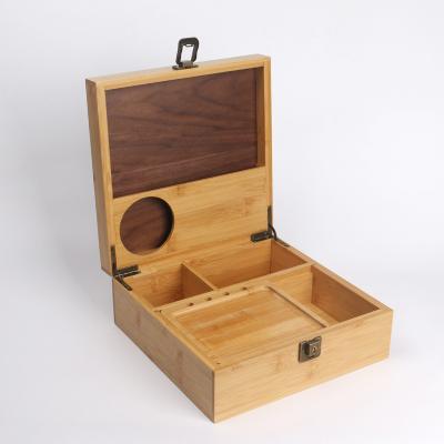 China Caja de joyería de madera hecha a mano 100% Caja de almacenamiento de bambú Caja de reloj de madera en venta