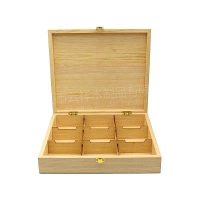 China Simply Pine Wood Aromatherapy Oil Storage Box Mooncake Gift Box With Metal Hinge for sale