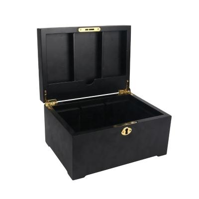 China Simply Logo Printed Wooden Packaging Box Black Personalized Jewelry Box for sale