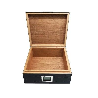 China Black Wooden Cigar Storage Box Cigar Case Leather Handmade OEM For Men'T Gift for sale