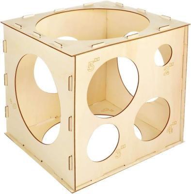 China Caja de cubo plegable de balón de madera para decoraciones de globos, arcos de globos, columnas de globos en venta