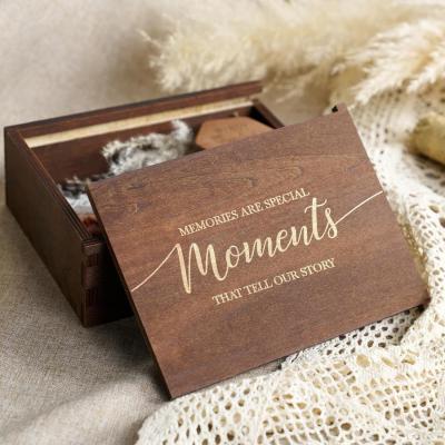 China Creative wooden wedding accompaniment gift box souvenir storage box burnt color pull-out wooden solid wood lettering retro  box for sale