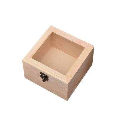 China Unfinished Acrylic Top  Wooden Packaging Box Decorations Jewelry Wooden Display Box for sale