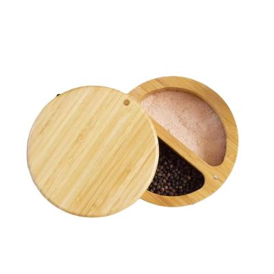 Cina Bamboo coperchio vaso di spezie Salina cantina scatola Pepper scatola Acqua di cucina a prova di umidità scatola di stoccaggio con coperchio rotante magnetico in vendita