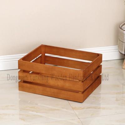 China Mini Multicraft Nature Wooden Crates Storage Container, Farmhouse Style Decorative Baskets for Home Decor for sale